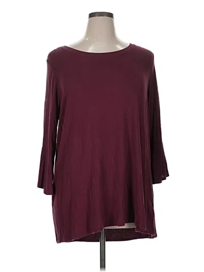 Pre-owned Jones & Co 3/4 Sleeve Top Burgundy Boatneck Tops