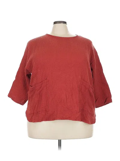 Pre-owned Jones & Co 3/4 Sleeve Top Red Boatneck Tops