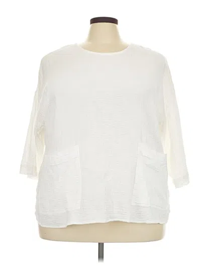 Pre-owned Jones & Co 3/4 Sleeve Top White Crew Neck Tops
