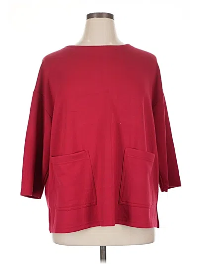 Pre-owned Jones & Co 3/4 Sleeve T-shirt In Burgundy