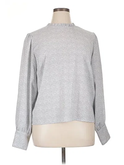 Pre-owned Jones & Co Long Sleeve Blouse In Silver