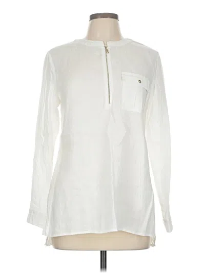 Pre-owned Jones & Co Long Sleeve Blouse In White