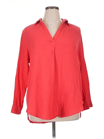 Pre-owned Jones & Co Long Sleeve Polo Shirt In Red