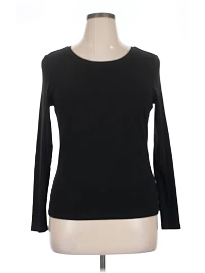 Pre-owned Jones & Co Long Sleeve Top Black Crew Neck Tops