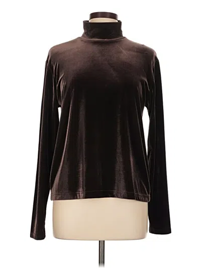 Pre-owned Jones & Co Long Sleeve Top Brown Turtleneck Tops