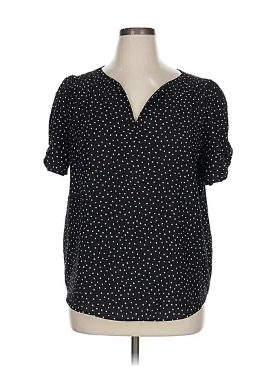 Pre-owned Jones & Co Short Sleeve Blouse In Black