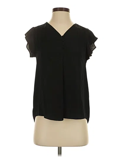 Pre-owned Jones & Co Short Sleeve Blouse In Black