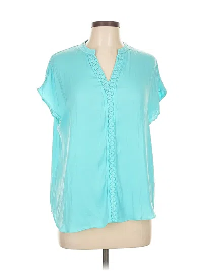 Pre-owned Jones & Co Short Sleeve Blouse In Blue
