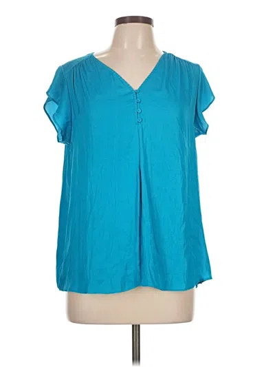 Pre-owned Jones & Co Short Sleeve Blouse In Blue