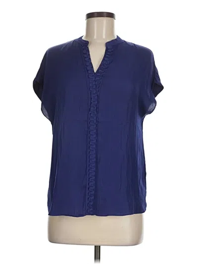 Pre-owned Jones & Co Short Sleeve Blouse In Blue