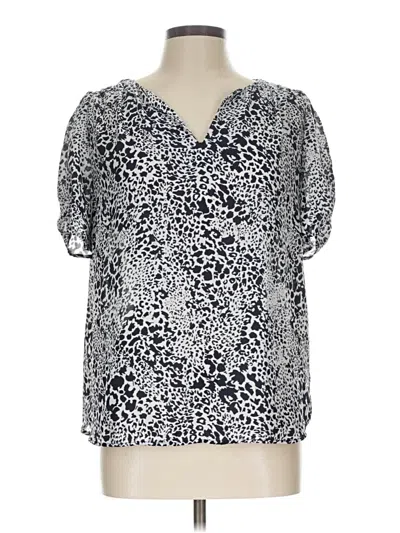 Pre-owned Jones & Co Short Sleeve Blouse In Blue