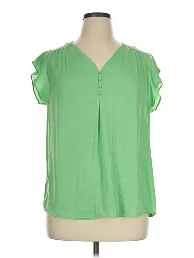 Pre-owned Jones & Co Short Sleeve Blouse In Green