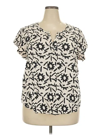 Pre-owned Jones & Co Short Sleeve Blouse In Ivory