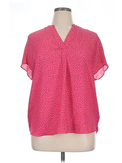 Pre-owned Jones & Co Short Sleeve Blouse In Pink