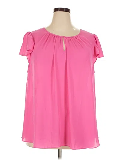 Pre-owned Jones & Co Short Sleeve Blouse In Pink