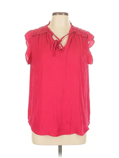 Pre-owned Jones & Co Short Sleeve Blouse In Red