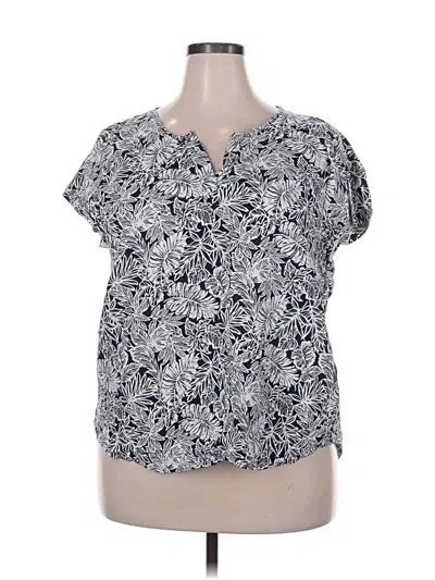 Pre-owned Jones & Co Short Sleeve Blouse In Silver