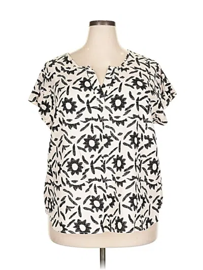 Pre-owned Jones & Co Short Sleeve Blouse In White