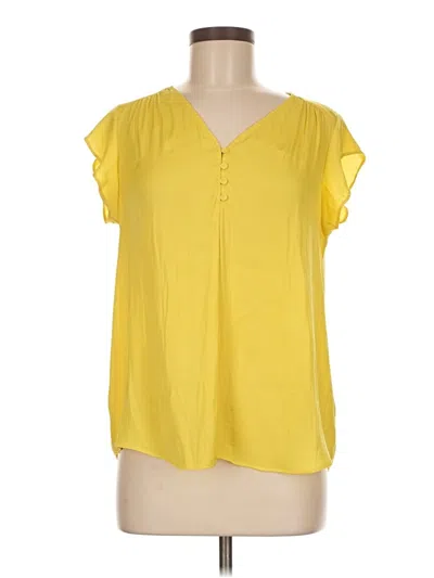 Pre-owned Jones & Co Short Sleeve Blouse In Yellow