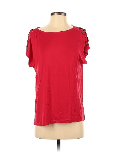Pre-owned Jones & Co Short Sleeve Top Red Scoop Neck Tops