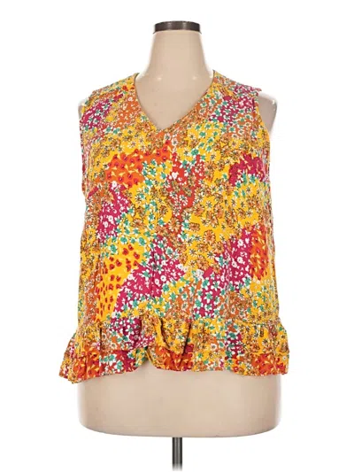 Pre-owned Jones & Co Sleeveless Blouse In Yellow