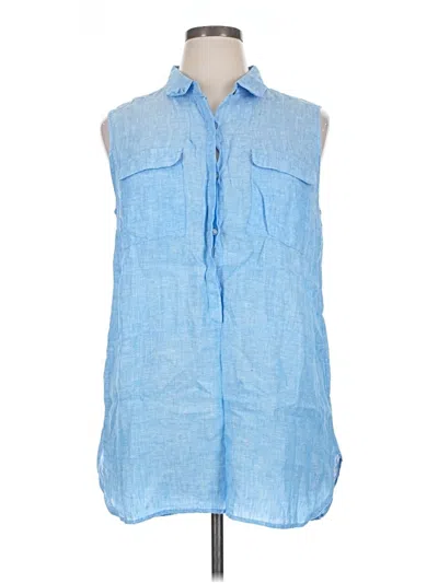 Pre-owned Jones & Co Sleeveless Button Down Shirt In Blue