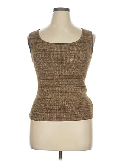 Pre-owned Jones & Co Sleeveless Top Brown Scoop Neck Tops