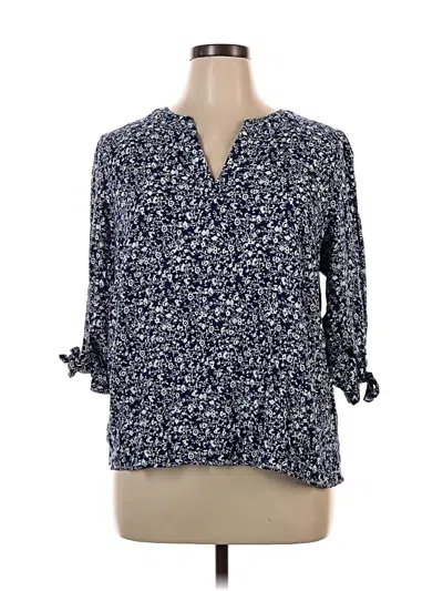 Pre-owned Jones New York 3/4 Sleeve Blouse In Blue