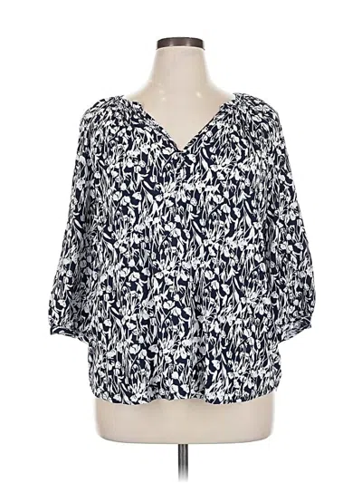 Pre-owned Jones New York 3/4 Sleeve Blouse In Blue