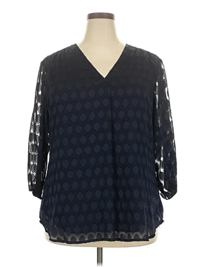 Pre-owned Jones New York 3/4 Sleeve Blouse In Blue