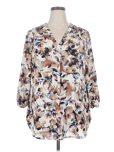 Pre-owned Jones New York 3/4 Sleeve Blouse In Tan