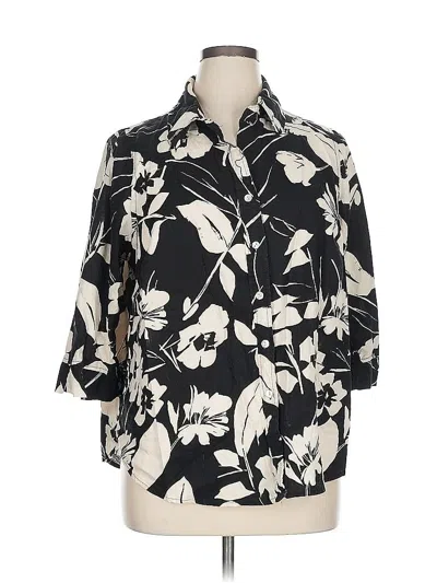 Pre-owned Jones New York 3/4 Sleeve Button Down Shirt In Black