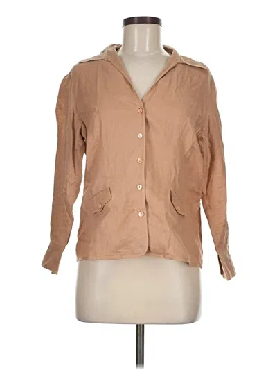 Pre-owned Jones New York 3/4 Sleeve Button Down Shirt In Tan