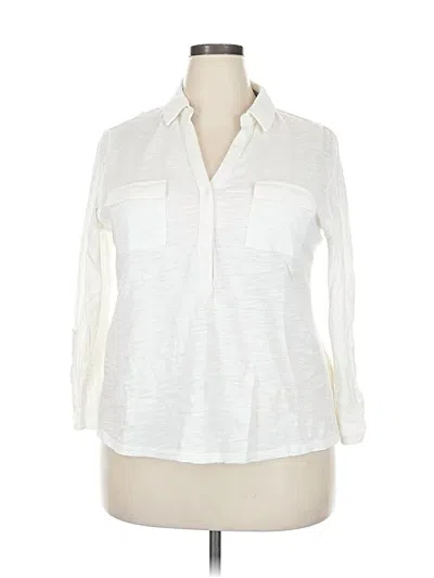 Pre-owned Jones New York 3/4 Sleeve Button Down Shirt In White