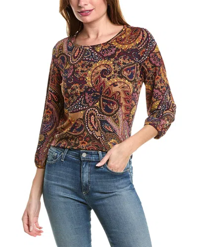 Jones New York 3/4-sleeve Moss Crepe Blouse In Brown