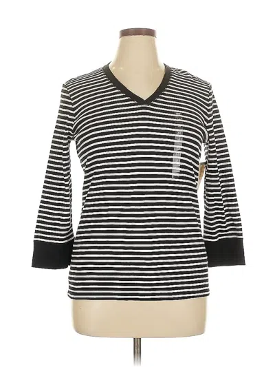 Pre-owned Jones New York 3/4 Sleeve Top Black V-neck Tops