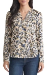Jones New York Abstract Print Long Sleeve Top In Multi