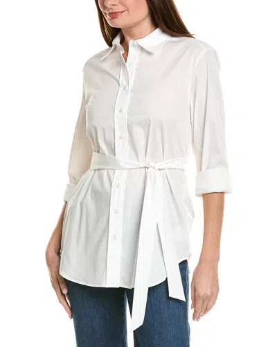 Jones New York Belted Roll Sleeve Tunic In White