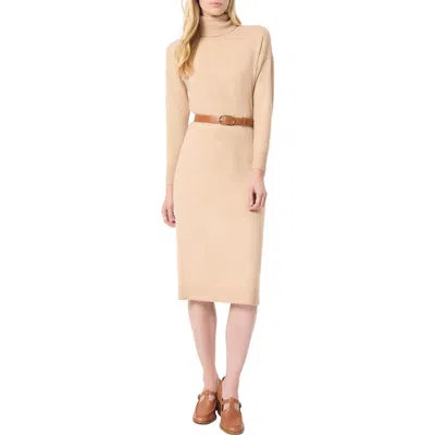 Jones New York Belted Turtleneck Sweater Dress In Cafã© Au Lait