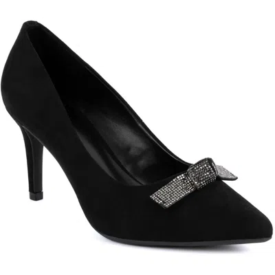 Jones New York Bennami Womens Embellished Man Made Pumps In Black Micro