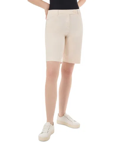 JONES NEW YORK BERMUDA SHORTS WOMEN JONES WHITE COTTON DUKE FLY-FRONT FTS1400