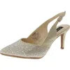 Jones New York Bernie Womens Rhinestone Pointed Toe Slingback Heels In Multi