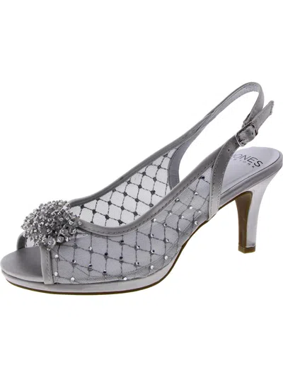 Jones New York Women's Breena Embellished Peep Toe Slingback Pumps In Silver-sss