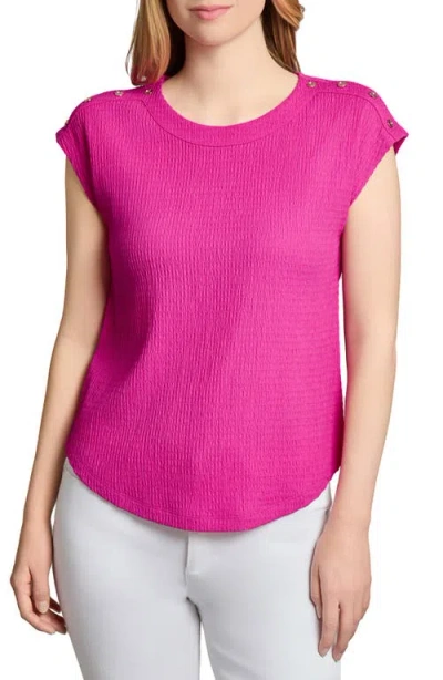 Jones New York Button Accent Cap Sleeve Top In Pink