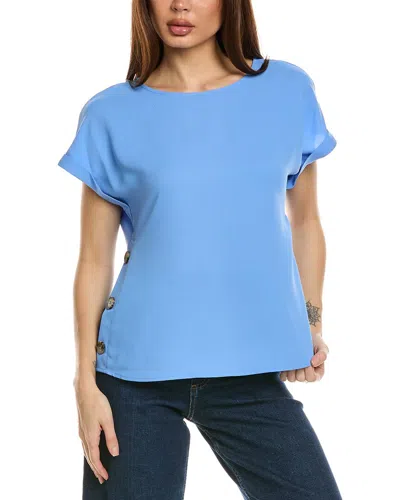 Jones New York Button Detail Blouse In Blue