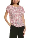 Jones New York Paisley Button Detail Top In White