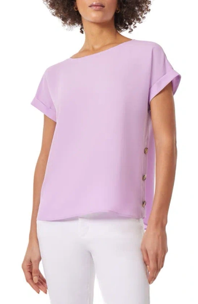 Jones New York Button Detail Cuff Sleeve Top In Classic Lilac