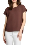 Jones New York Petite Round-neck Side-button Short-sleeve Top