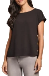 Jones New York Button Detail Top In Jones Black