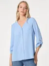 Jones New York Womens Pocket Chiffon Button-down Top In Silver